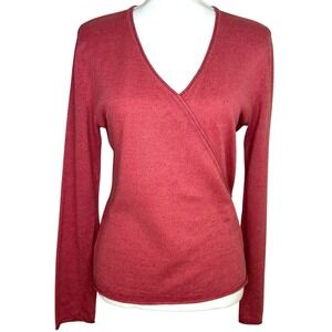 Aigle Faux Wrap Jumper Sweater Women's 40 Medium Salmon Long Sleeve Missing Tie